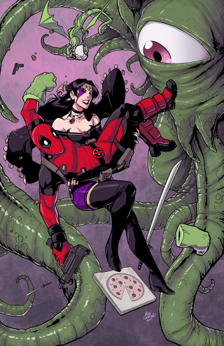 Woman red black costume monster - a giant monster free wallpaper