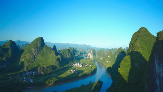 Lush valley river mountains forest - ecological art free wallpaper