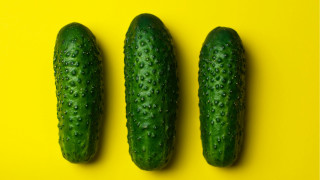 Three cucumbers yellow surface water 2 - a yellow surface free wallpaper