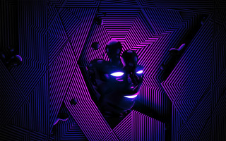 Robot glowing eyes purple triangle - a black outline free wallpaper for desktop