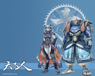 Anime characters blue background white 2 - a white circle in the middle free wallpaper