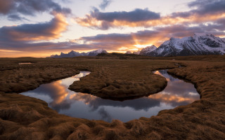 River grass field cloudy sunset - a grass free wallpaper