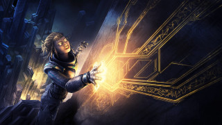 Futuristic woman glowing object magic - glowing free wallpaper for desktop