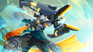 Futuristic robot gun mecha glowing - a futuristic background free wallpaper