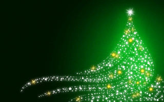Green christmas tree gold white - white star free wallpaper