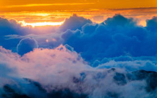 Sunset mountain range clouds plane 2 - colorful cloud free wallpaper