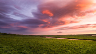 Field stream cloudy sky dusk - sky above free wallpaper for desktop