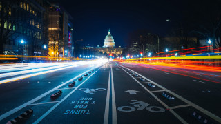 City street bike lane clock - long exposure free wallpaper for desktop