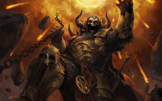 Demonic demon chain skull flame - chris rahn free wallpaper