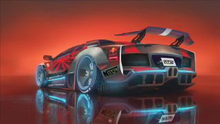 Red blue car lowangle matte - body free wallpaper for desktop