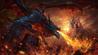 Dragon castle fire battle embers - a dragon free wallpaper