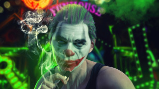 Clown man neon smoke portrait - a neon background free wallpaper