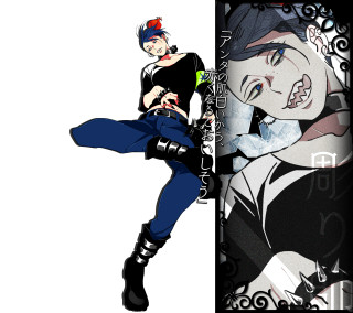 Woman black top blue pants - aya goda free wallpaper for tablet