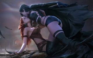 Woman kissing man cape birds - clint cearley free wallpaper for desktop