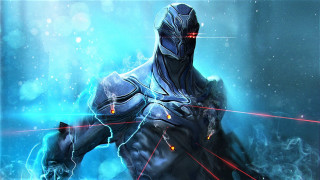 Futuristic man red lights sword - a futuristic suit free wallpaper