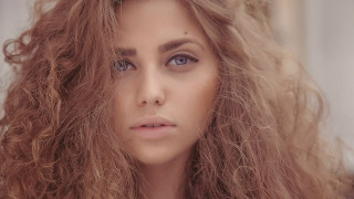 Woman longhair blueeyes serious realistic - her face and shoulder free wallpaper