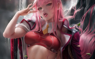 Pink hair red outfit artist - a red outfit free wallpaper