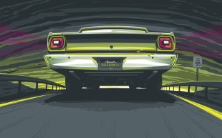 Car road sky yellow line - the back of its free wallpaper for desktop