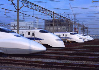 White trains train tracks building - japan aimitsu free wallpaper