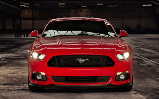 Red mustang parking lot 3d - the hood free wallpaper