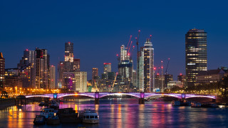 City skyline bridge boats night 2 - christopher wren free wallpaper