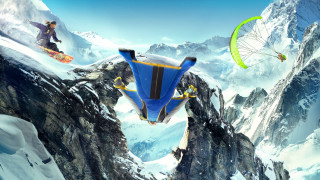 Snowboarder flying mountain parachute beach - a parachute free wallpaper