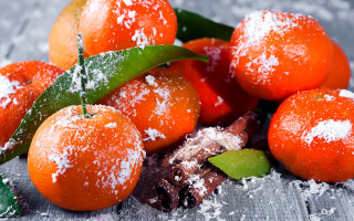 Orange powdered sugar table leaf - sugar free wallpaper
