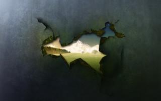 Broken wall hole field clouds 2 - cloud and a sky free wallpaper