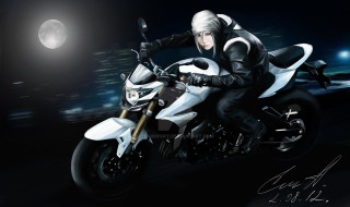 Man motorcycle city night full - a motorcycle free wallpaper