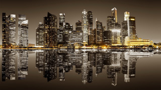 City skyline night reflection architecture - arthur pan free wallpaper