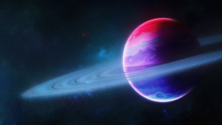 Saturn red blue rings space - ring free wallpaper