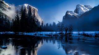 Mountain reflection lake night snow - a still lake free wallpaper