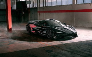 Black red sports car garage - a red stripe free wallpaper