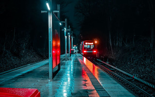 Night train station city lights - a station free wallpaper