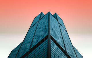 Brutalism building sunset gradient fence - architecture free wallpaper