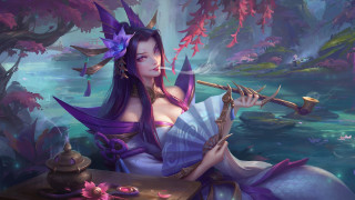 Purple mermaid fan staff pond - league of legends free wallpaper