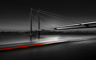 Bridge night longexposure redlight water - a red light free wallpaper