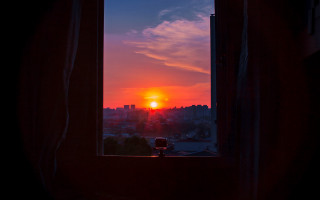 Sunset cityscape mountain reflection orange - elsa bleda free wallpaper