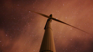 Wind turbine night sky stars - astrophotography free wallpaper for desktop