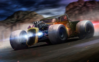 Car smoke planet city night - tire free wallpaper for desktop