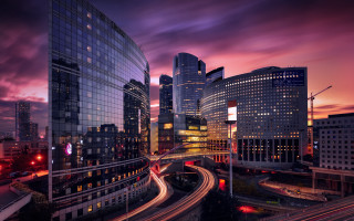 Tokyo cityscape night traffic bridge - bernard meninsky free wallpaper