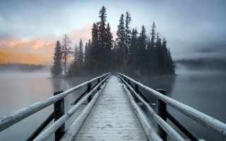 Wooden dock lake mountain forest - a wooden dock free wallpaper