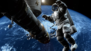 Astronaut spacecraft earth horizon moon - the horizon free wallpaper