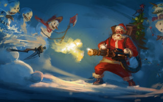 Santa claus shooting evil men - evil free wallpaper