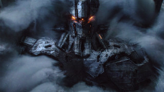 Futuristic building clouds glowing eyes - a futuristic looking building free wallpaper