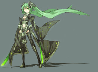 Woman green outfit tail head - warframe armor free wallpaper