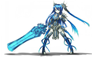 Woman blue hair sword blade - a sword and a sword blade free wallpaper