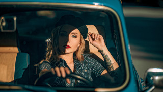 Woman car hat cigarette cinematic - free vintage wallpaper