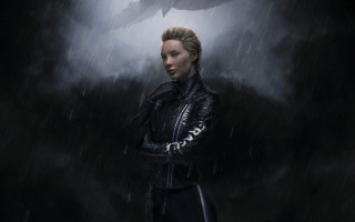 Woman shark rain stormy sky - a wet suit free wallpaper