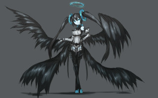Woman black blue outfit wings - concept design art free wallpaper for desktop